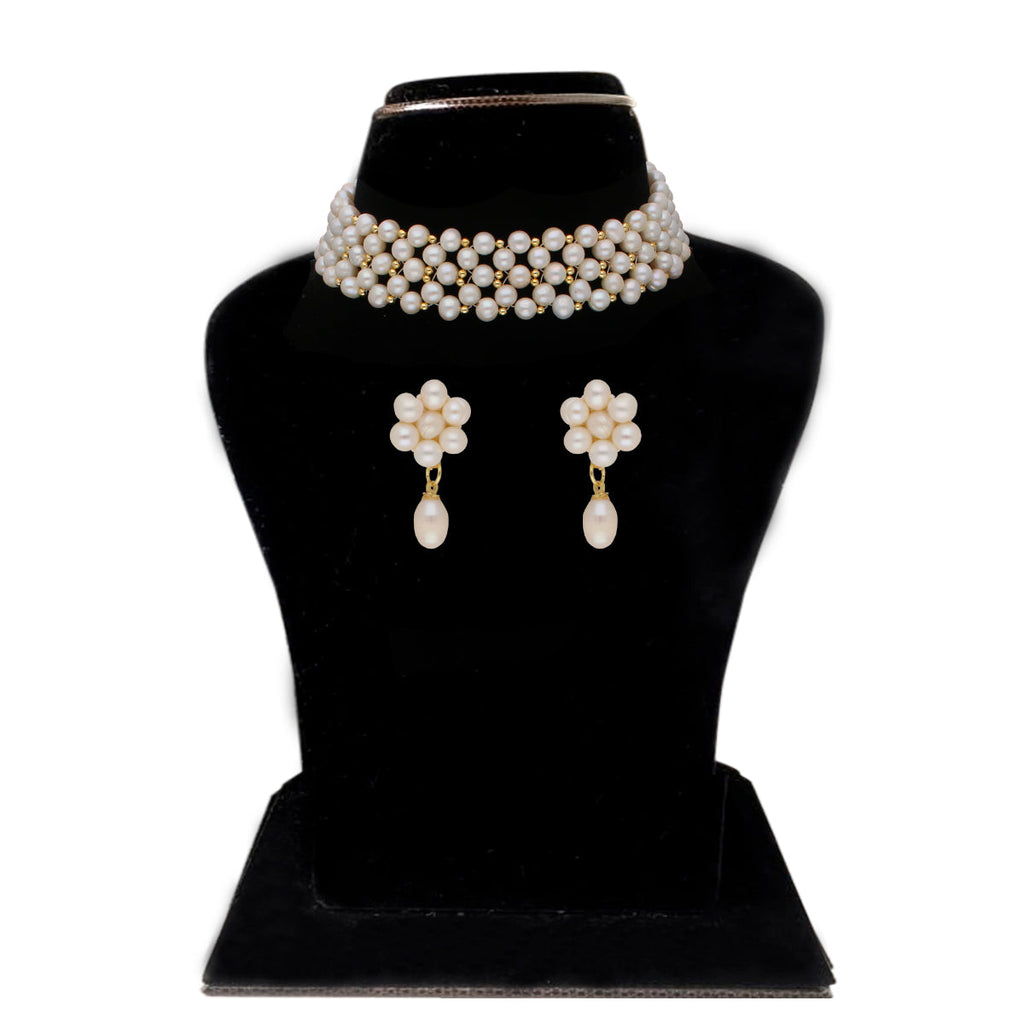 J Pearls Abarna 1 Line Pearl Choker - Real Pearl Jewelry | Grocsy