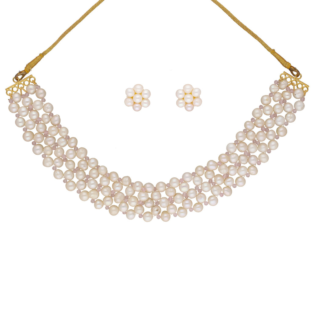 J Pearls Cherry 1 Line Pearl Choker - Real Pearl Jewelry | Grocsy