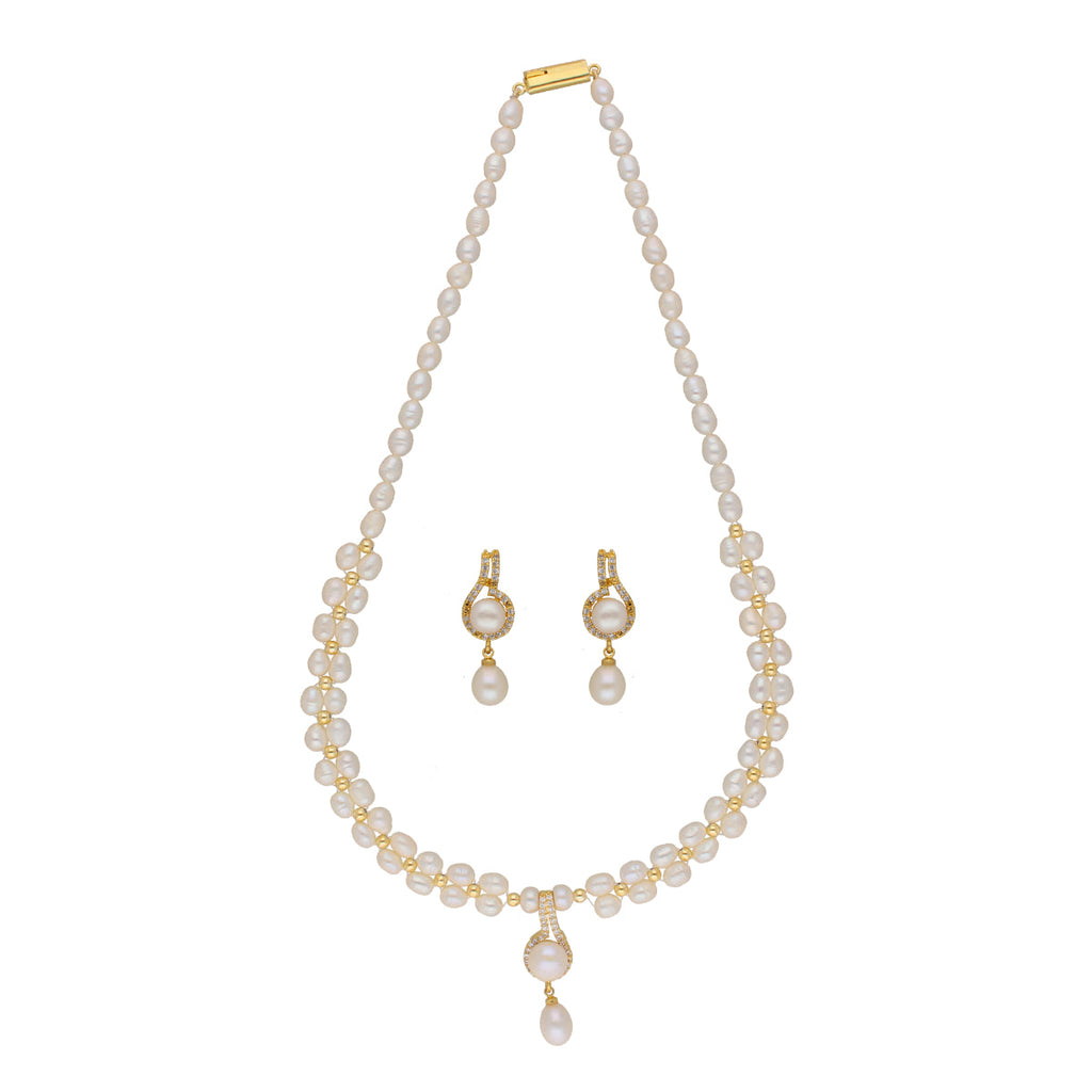 J Pearls Dharti 1 Line Pearl Sets - Real Pearl Jewelry