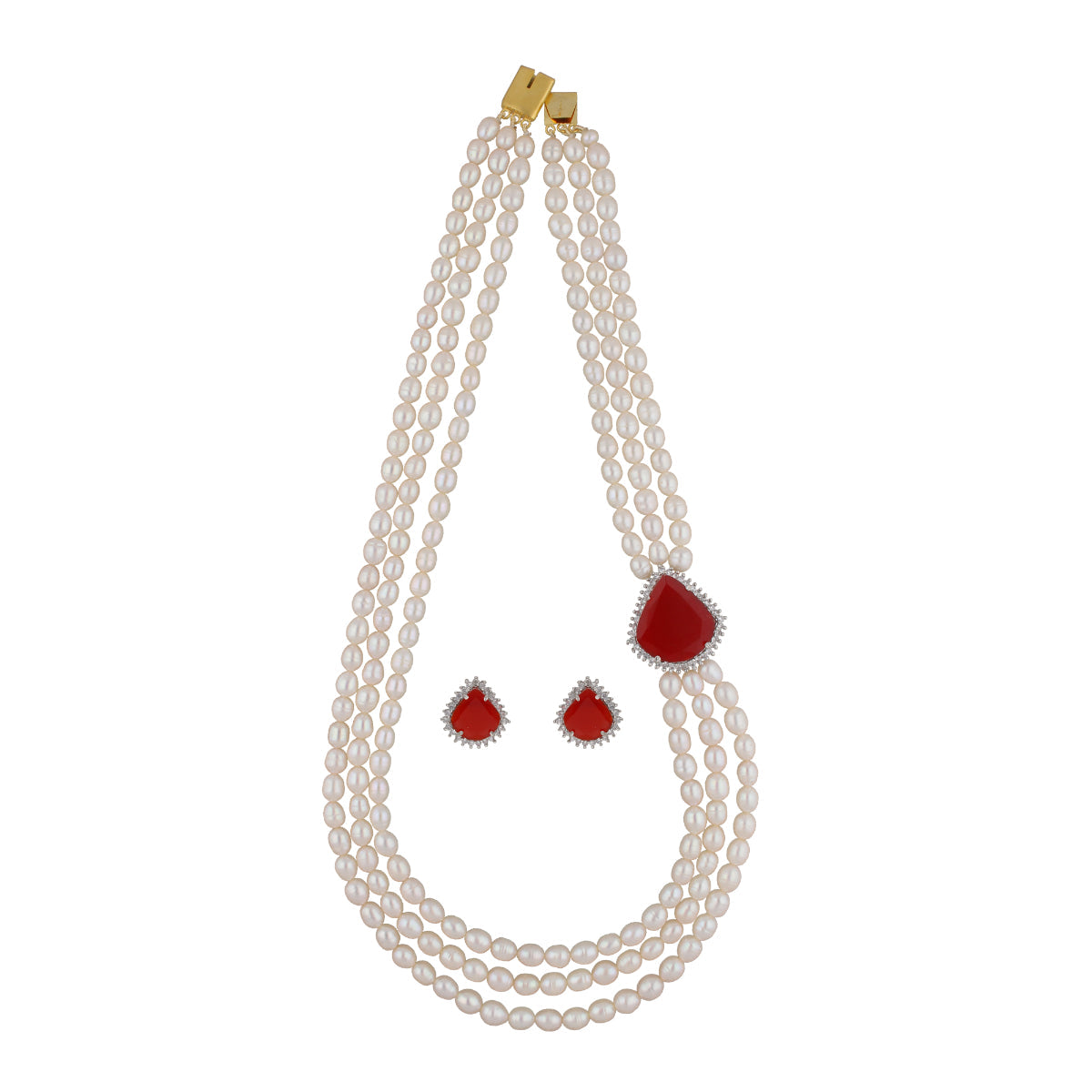 J Pearls Dheera 3 Lines Pearl Choker - Real Pearl Jewelry | Grocsy
