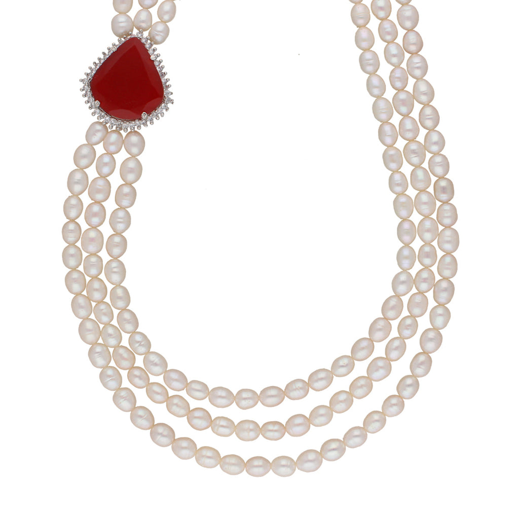J Pearls Dheera 3 Lines Pearl Choker - Real Pearl Jewelry | Grocsy