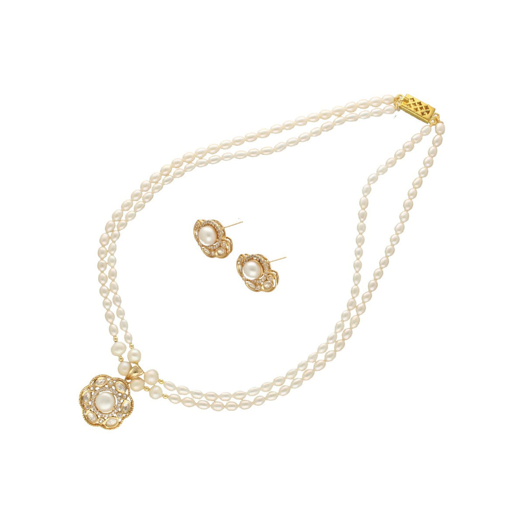 J Pearls Lekha 2 Lines Pearl Necklace | Grocsy