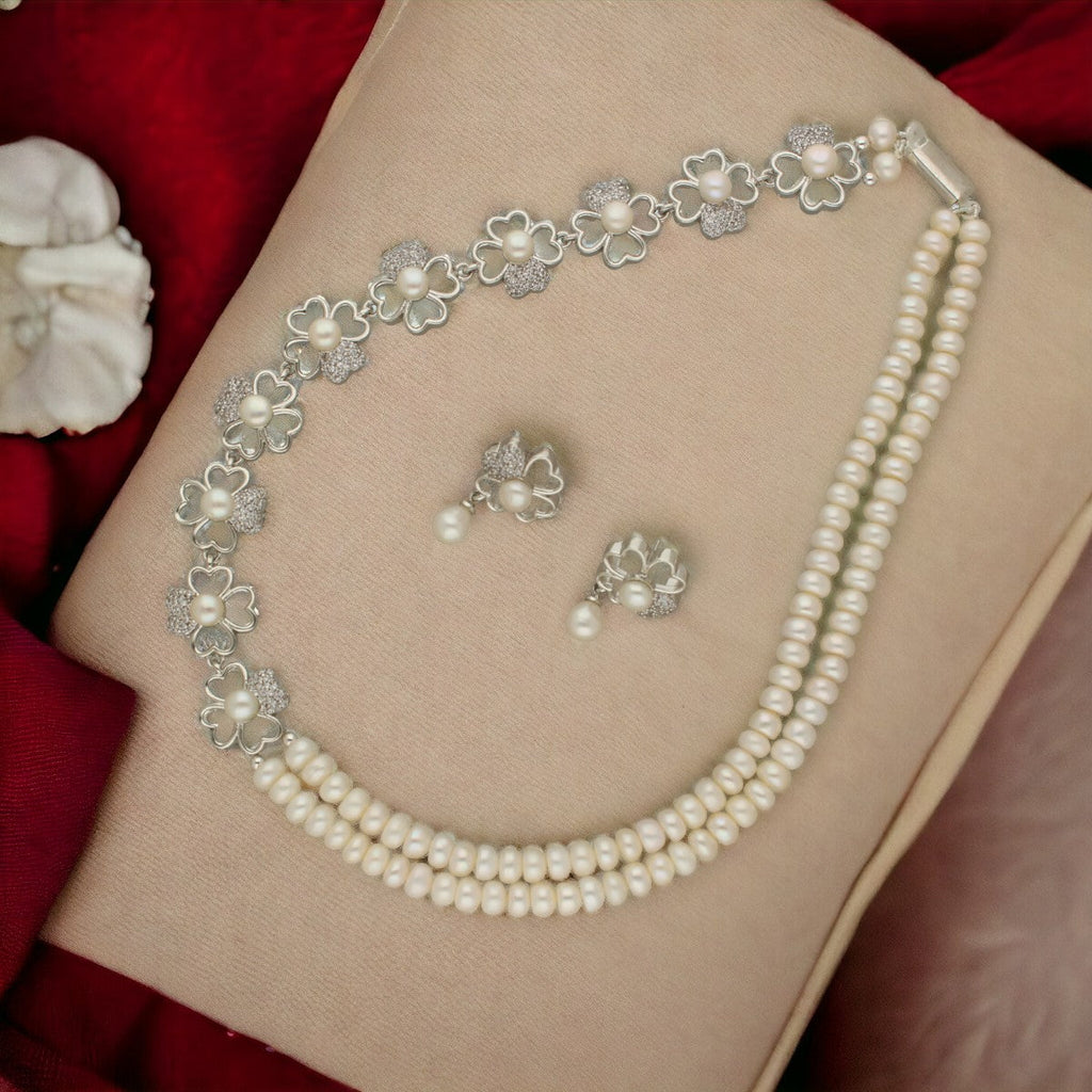 J Pearls Lipika 2 Lines Pearl Necklaces | Grocsy