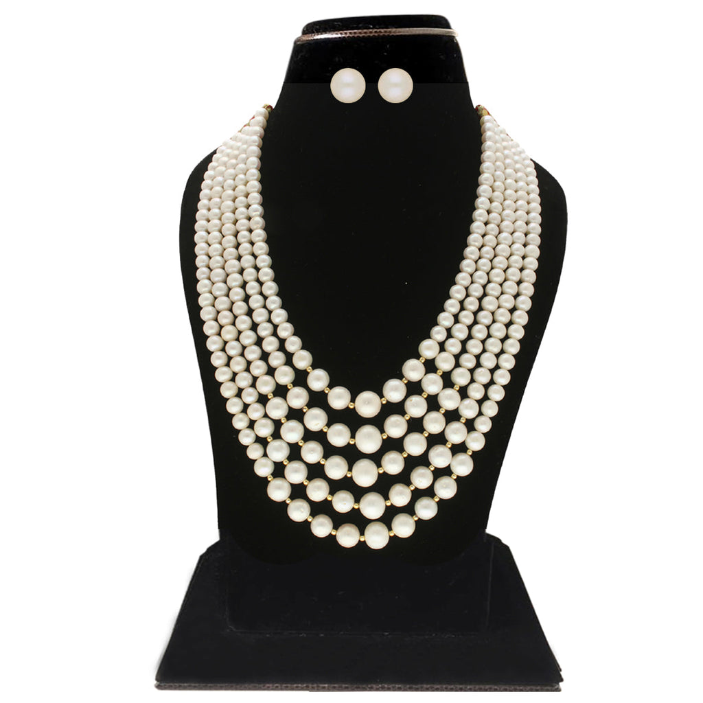 J Pearls Saanvi 5 Lines Pearl Necklaces | Grocsy