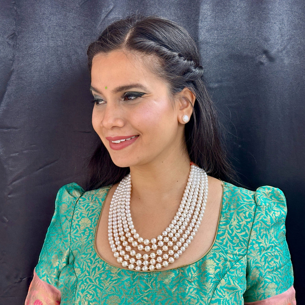 J Pearls Saanvi 5 Lines Pearl Necklaces | Grocsy