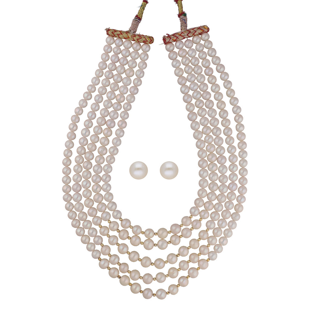 J Pearls Saanvi 5 Lines Pearl Necklaces | Grocsy