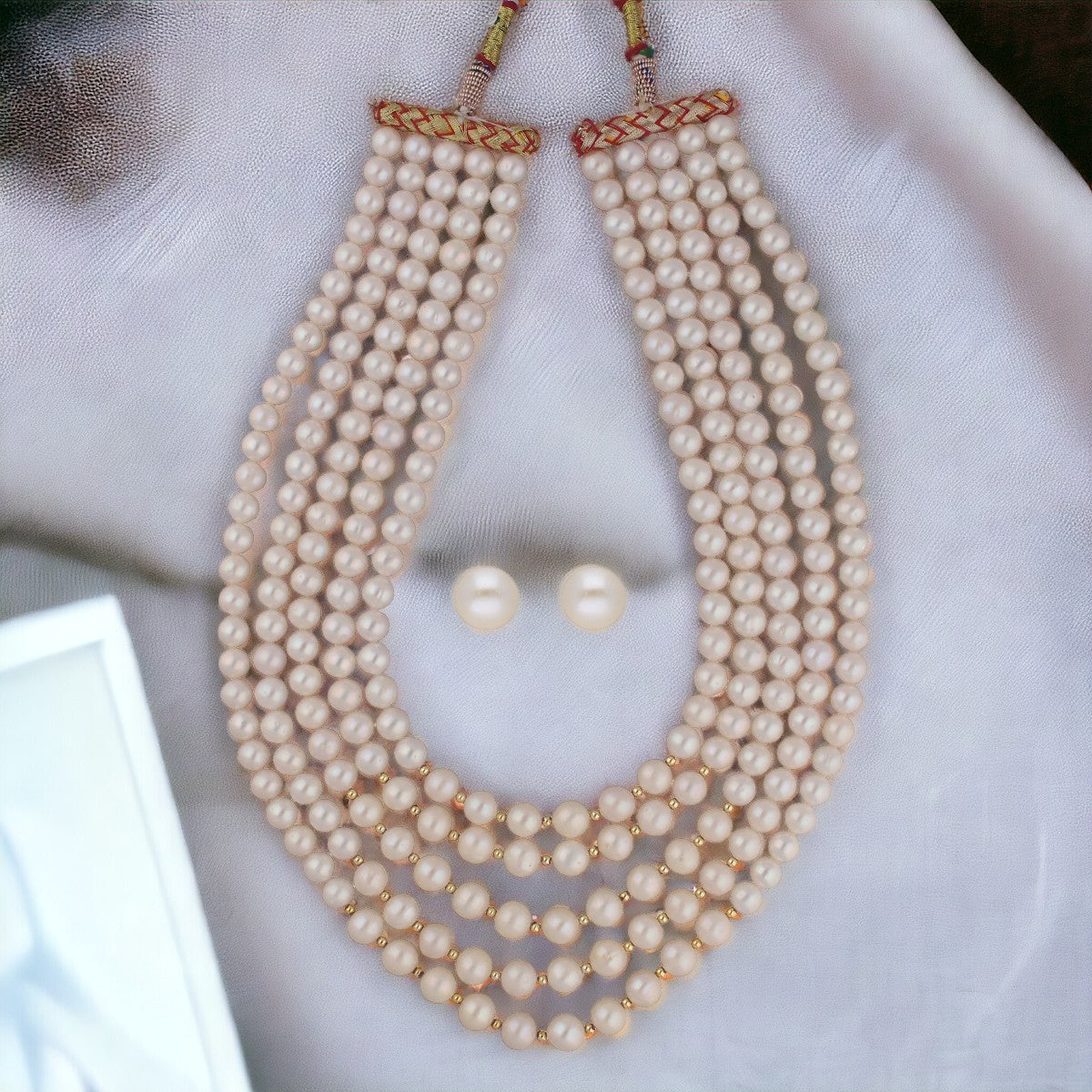 J Pearls Saanvi 5 Lines Pearl Necklaces | Grocsy
