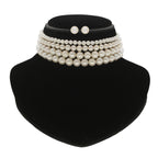 J Pearls Naira 4 Lines Pearl Choker Set | Grocsy