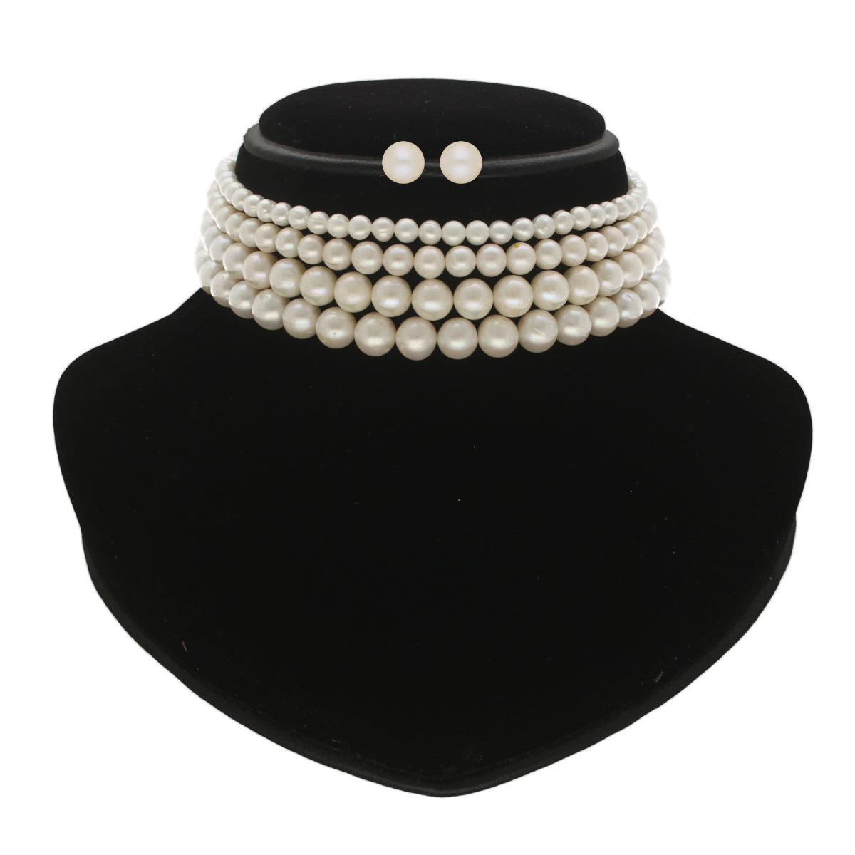 J Pearls Naira 4 Lines Pearl Choker Set | Grocsy