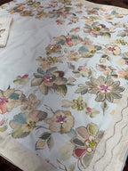 Evanik Off White Tussar Cotton With Hand Mirror Work Saree With Unstitched Blouse | Grocsy