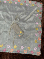 Evanik Grey Sufi Silk Crush With thread & Beads Work Party Wear Saree With Blouse | Grocsy