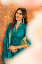 Lorenvalley Fashion Rama Roman Silk Embroidery Sequins with Hand work Kurta Pant Dupatta | Grocsy