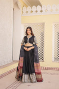 Lorenvalley Black Viscose Jacquard Lehenga Choli with Gajji silk Dupatta | Grocsy