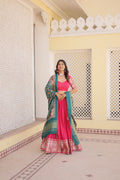 Lorenvalley Pink Viscose Jacquard Lehenga Choli with Gajji silk Dupatta | Grocsy