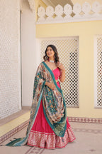 Lorenvalley Pink Viscose Jacquard Lehenga Choli with Gajji silk Dupatta | Grocsy