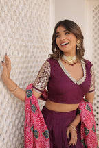 Lorenvalley Purple Viscose Jacquard Lehenga Choli with Gajji silk Dupatta | Grocsy