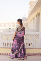 Lorenvalley Purple Russian Silk Digital Printed with Embroidered Sequins work Lehenga Choli | Grocsy