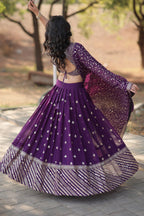 Lorenvalley Purple Faux Blooming Georgette with Sequins & Thread Embroidered work Lehenga Choli | Grocsy