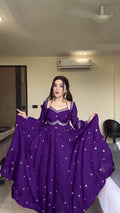 Evanik Purple Faux Georgette With Embroidered Sequence Work Anarkali Suit | Grocsy