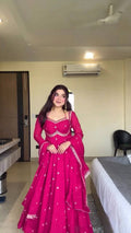 Evanik Ranipink Faux Georgette With Embroidered Sequence Work Anarkali Suit | Grocsy
