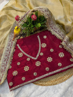 Evanik Cream Mocha Silk With Coding Sequence Lace Work Saree With Unstitched Blouse | Grocsy