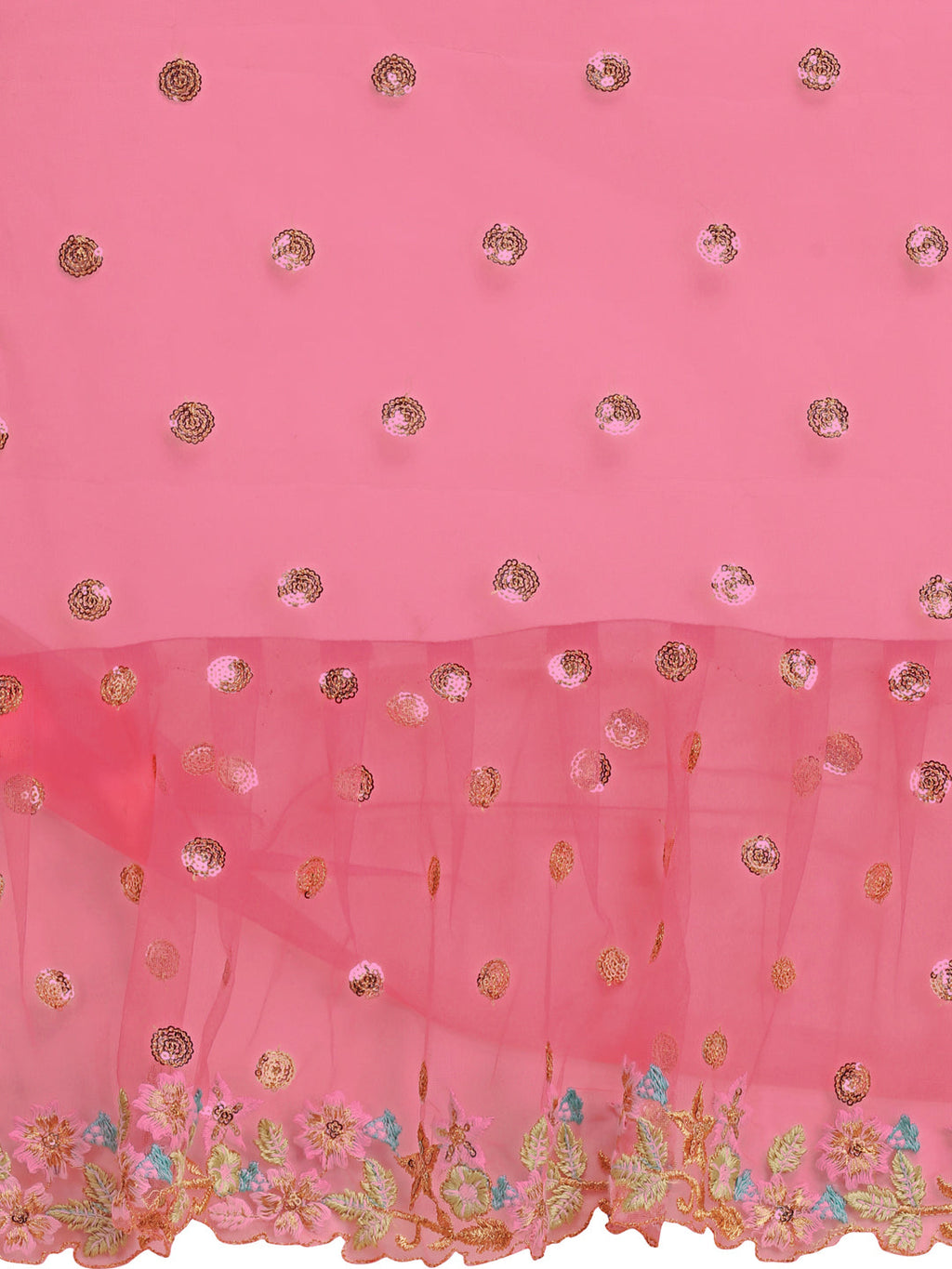 Lorenvalley Fashion Pink Butterfly Net Ruffle Saree with Fancy Sequence work & Blouse | Grocsy