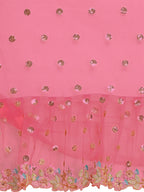 Lorenvalley Fashion Pink Butterfly Net Ruffle Saree with Fancy Sequence work & Blouse | Grocsy