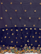 Lorenvalley Fashion Blue Butterfly Net Ruffle Saree with Fancy Sequence work & Blouse | Grocsy