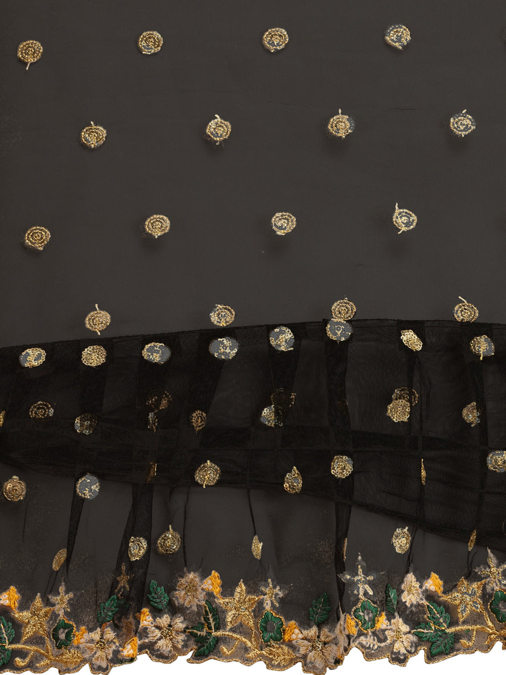 Lorenvalley Fashion Black Butterfly Net Ruffle Saree with Fancy Sequence work & Blouse | Grocsy