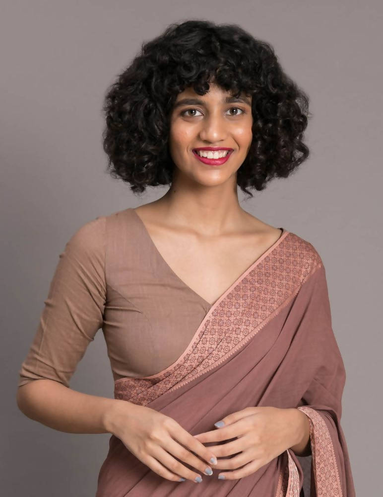 Suta Brown Handloom Pure Cotton Saree | Grocsy