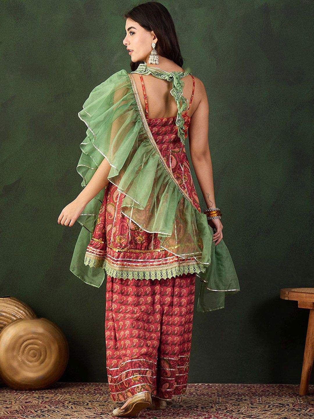 Sangria Printed Pure Cotton Kurta & Sharara With Dupatta | Grocsy