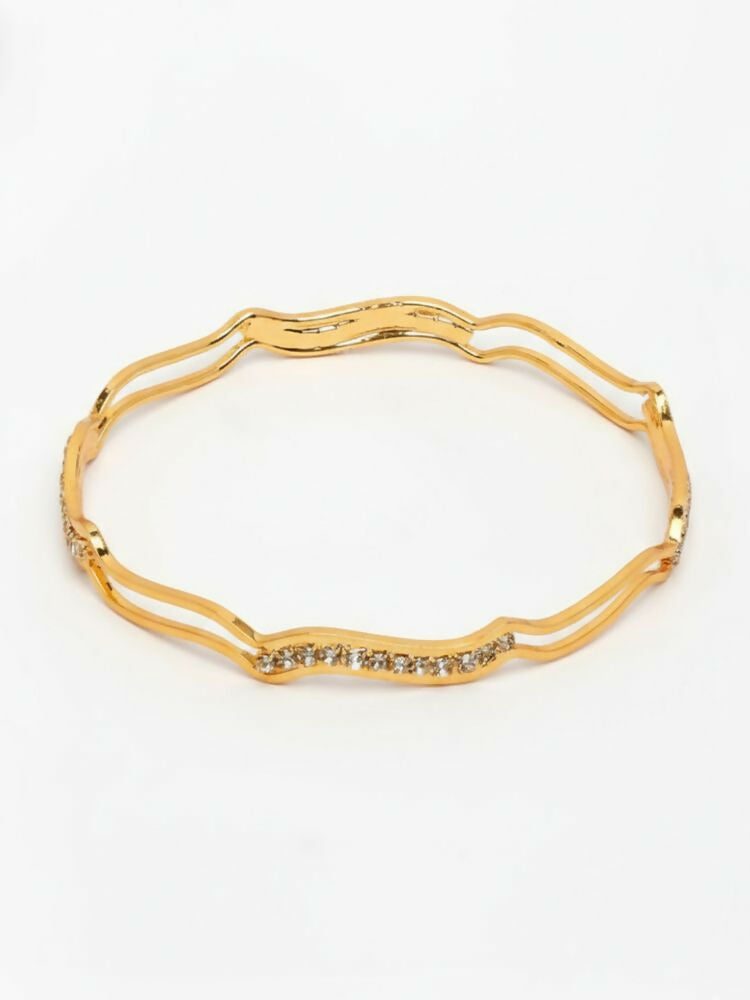 NVR Women Set of 4 Gold Plated CZ Stone Bangle | Grocsy