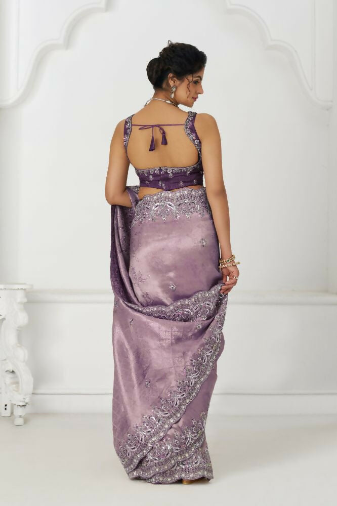 Kesar Fab Latest Bluepure Dola Viscouse Silk With Sequins And Beads Embroidery For Festivals Saree | Grocsy