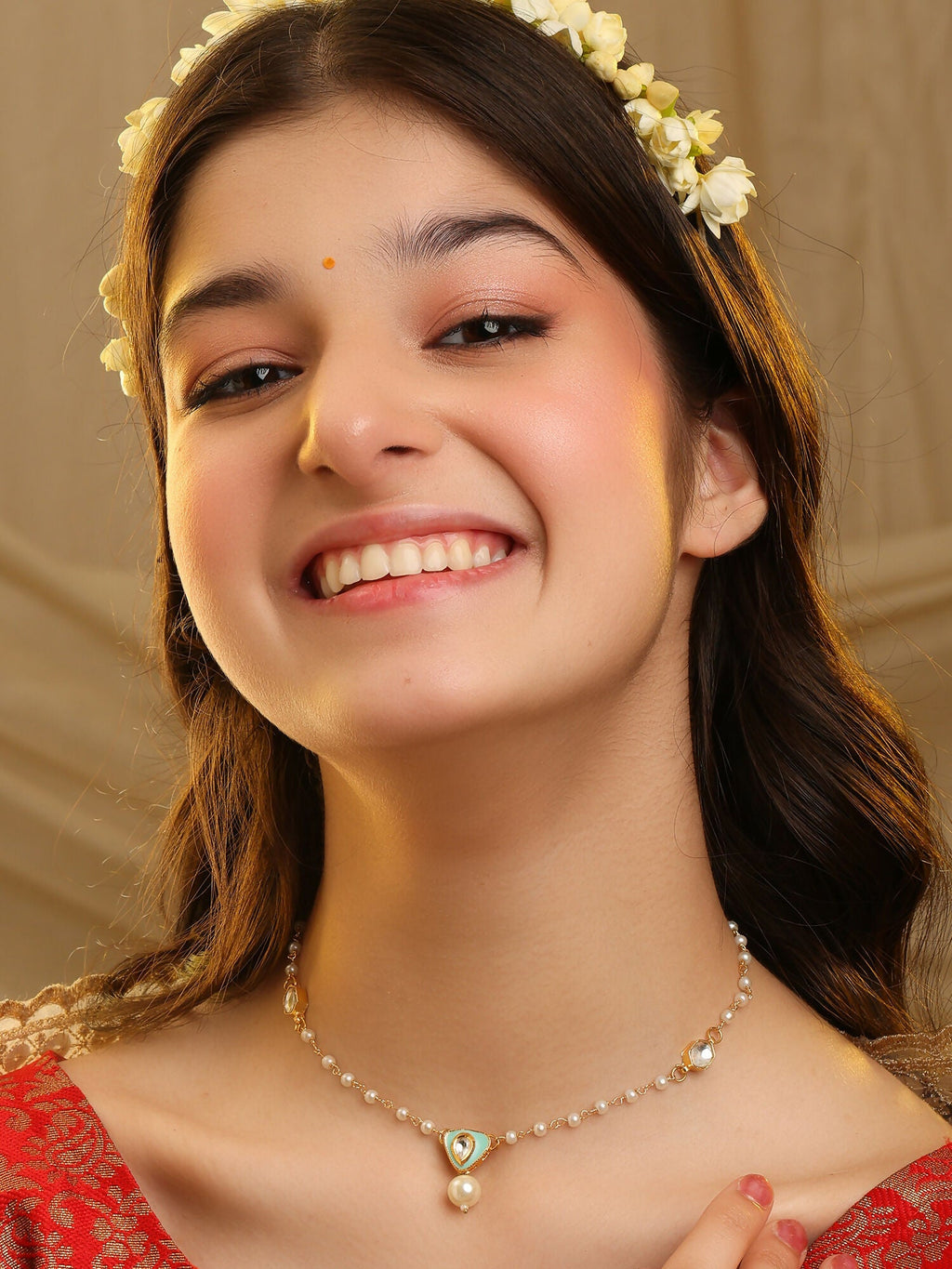 Ruby Raang Sheesh Mahal Necklace | Grocsy