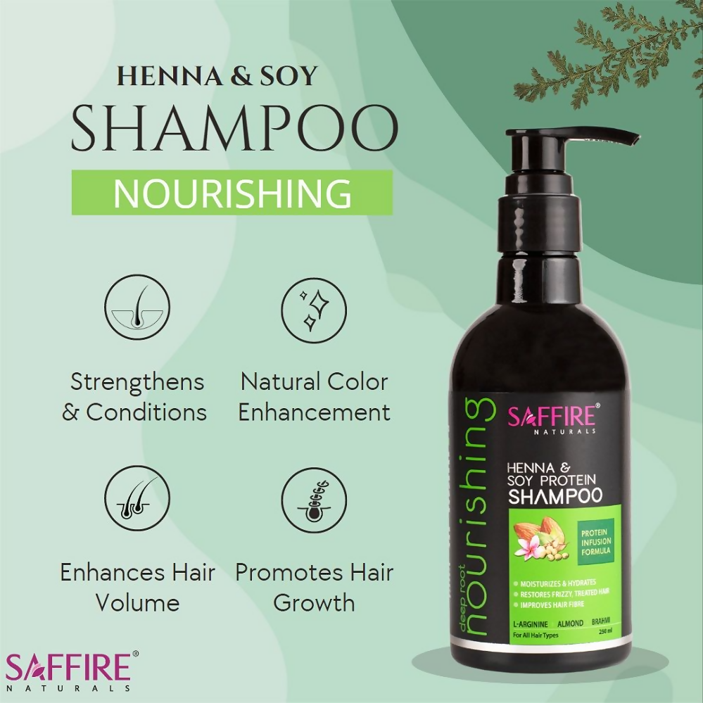 Saffire Naturals Henna & Soy Protein Deep Root Nourishing Shampoo | Grocsy