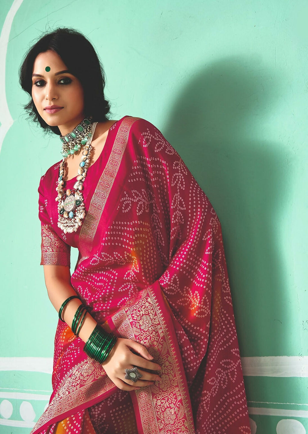 Joban Fashion Vicitra Silk Pink Soft Fabric With Digital Print Saree | Grocsy