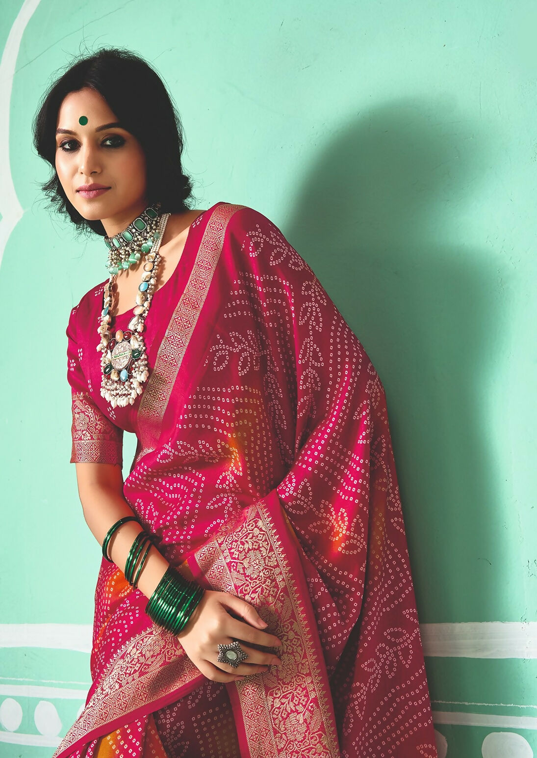Joban Fashion Vicitra Silk Pink Soft Fabric With Digital Print Saree | Grocsy