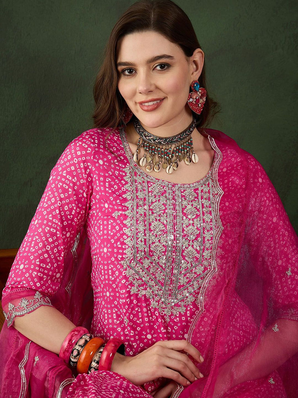 Sangria Embroidered Kurta & Trouser With Dupatta | Grocsy