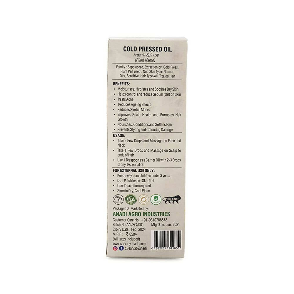 Sarva by Anadi Cold Pressed Argan Oil | Grocsy