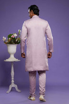 Raivat Ethnic Art Banarasi Silk Thread Work Kurta Pajama In Onion Pink Colour | Grocsy