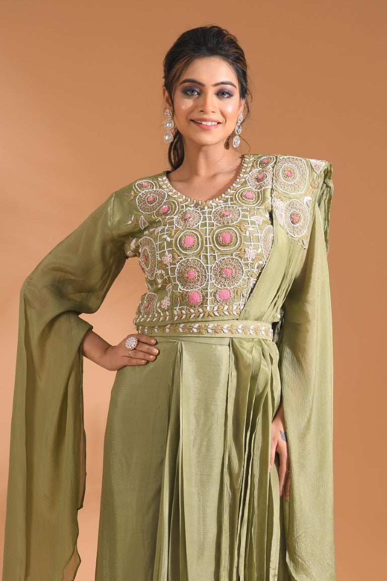 Morchari Co Ord Set With Dupatta Hand Embroidery - Purple | Grocsy