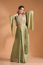 Morchari Co Ord Set With Dupatta Hand Embroidery - Purple | Grocsy
