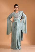 Morchari Co Ord Set With Dupatta Hand Embroidery - Blue | Grocsy