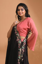 Morchari Crop Top With Dupatta Hand Embroidery - Peach | Grocsy