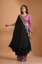 Morchari Crop Top With Dupatta Hand Embroidery - Green | Grocsy
