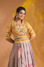 Morchari Crop Top With Net Dupatta - Multicolour | Grocsy