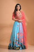 Morchari Crop Top With Net Dupatta - Multicolour | Grocsy