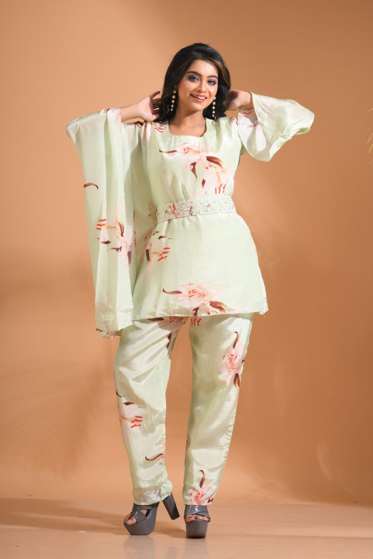 Morchari Kaftan Set With Hand Embroidery - Multicolour | Grocsy