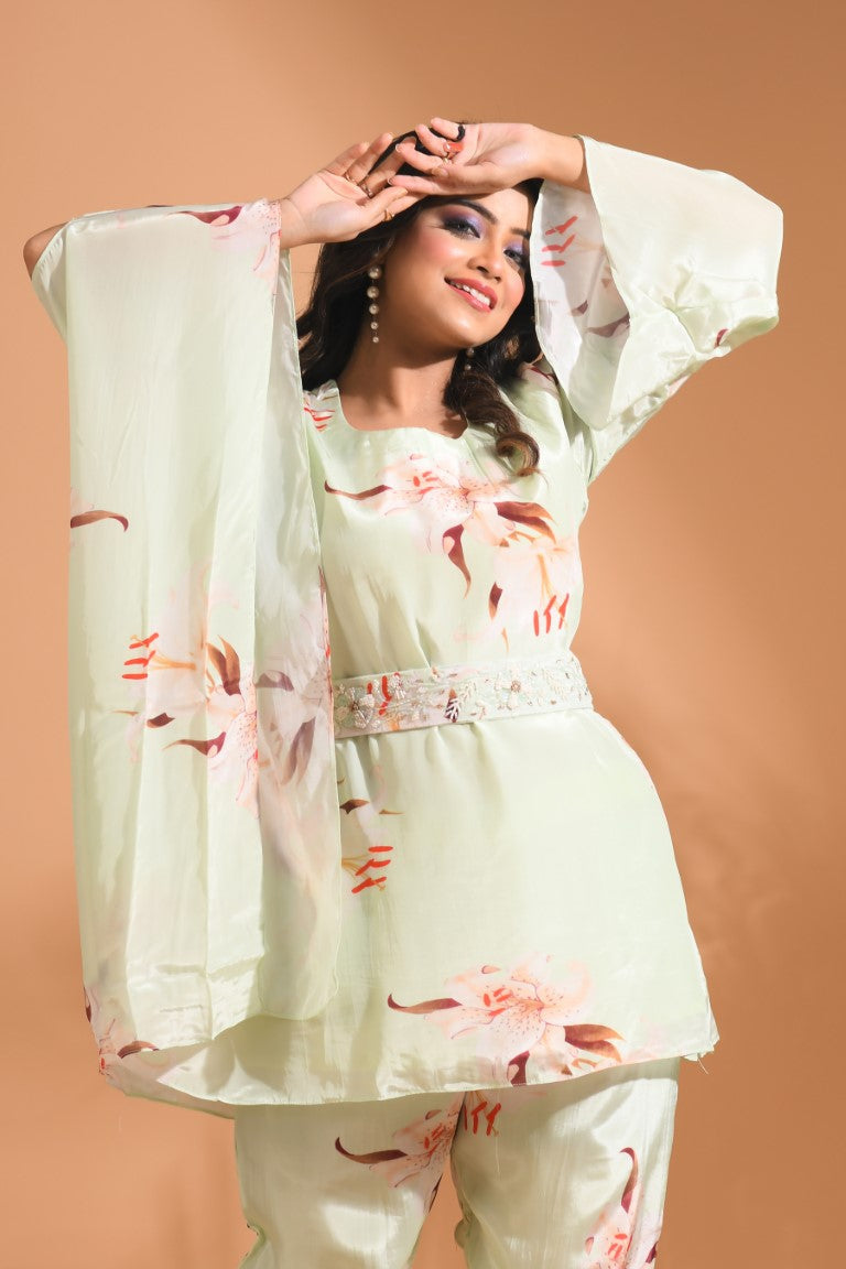Morchari Kaftan Set With Hand Embroidery - Multicolour | Grocsy