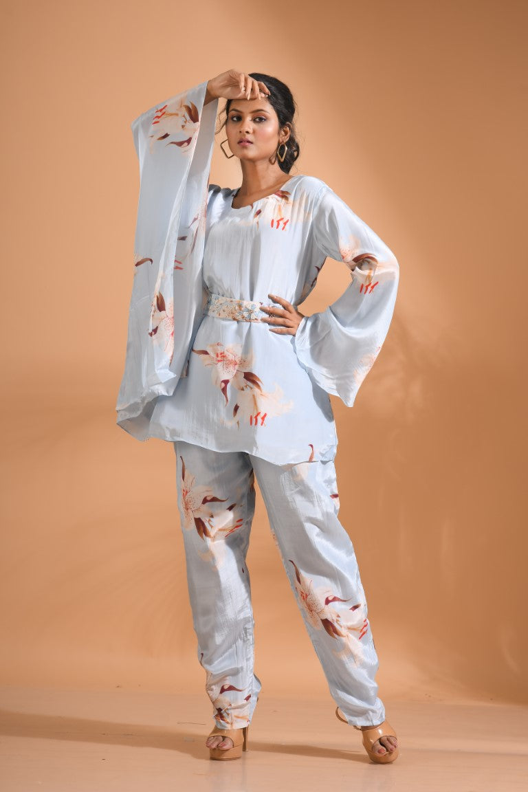Morchari Kaftan Set With Hand Embroidery - Multicolour | Grocsy